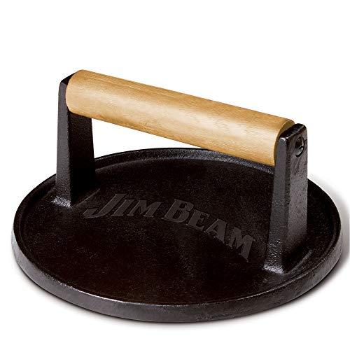 Jim Beam Jim Beam JB0158 Black Cast Iron Burger Press - 7'' Heavy Duty Burger Press with Solid Wood Handle
