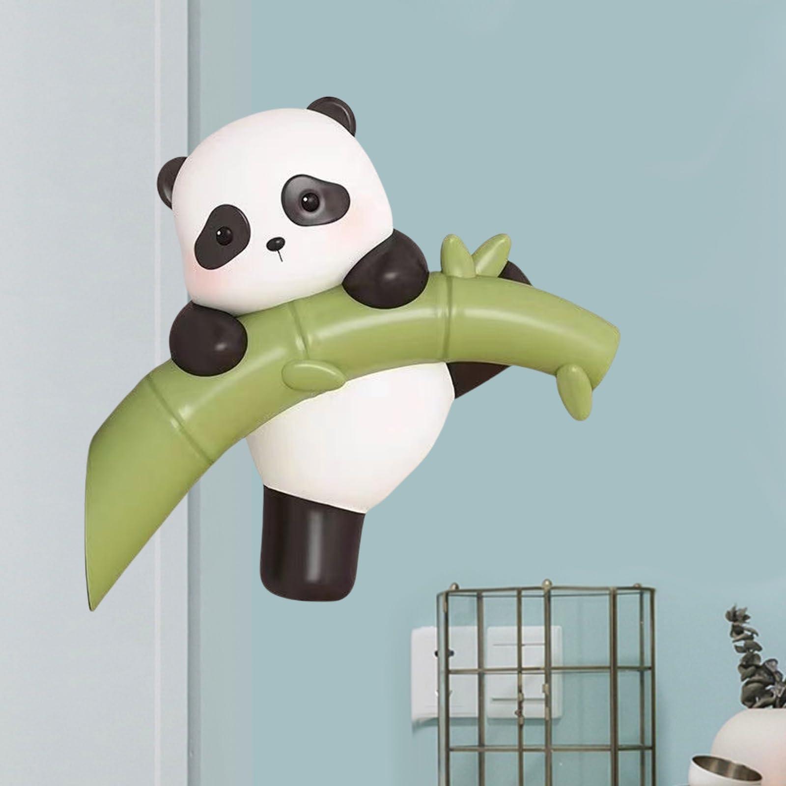 Whbbbj Whbbbj Panda Bamboo Wall Decoration, Panda Bamboo Wall Hanging Sculpture, Creative Panda Wall Decor, Panda Bamboo Staue Ornament, Modern Resin Panda Statues, for Room Bedroom Wall Decoration Pendant