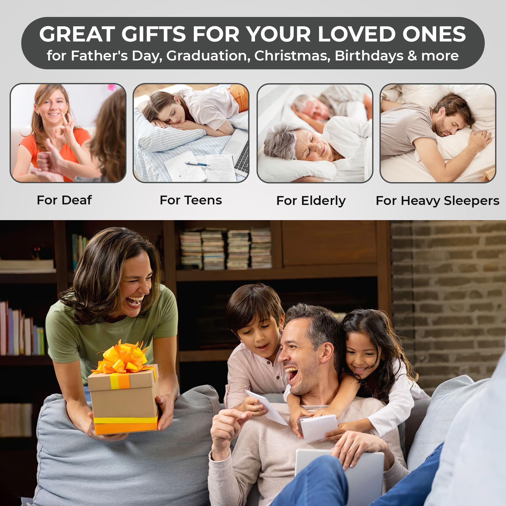 Sonic Alert Sonic Bomb Dual Extra Loud Alarm Clock with Bed Shaker, Black | Sonic Alert Vibrating, Heavy Sleepers, Battery Backup | Wake with a Shake