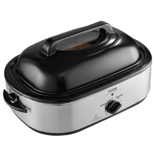 VEVOR VEVOR Electric Roaster Oven, 22 QT Turkey Roaster Oven with Self-Basting Lid, 1450W Roaster Oven with Defrost & Warm Function, Adjustable Temp, Removable Pan & Rack, Fits Turkeys Up to 26LBS, Silver