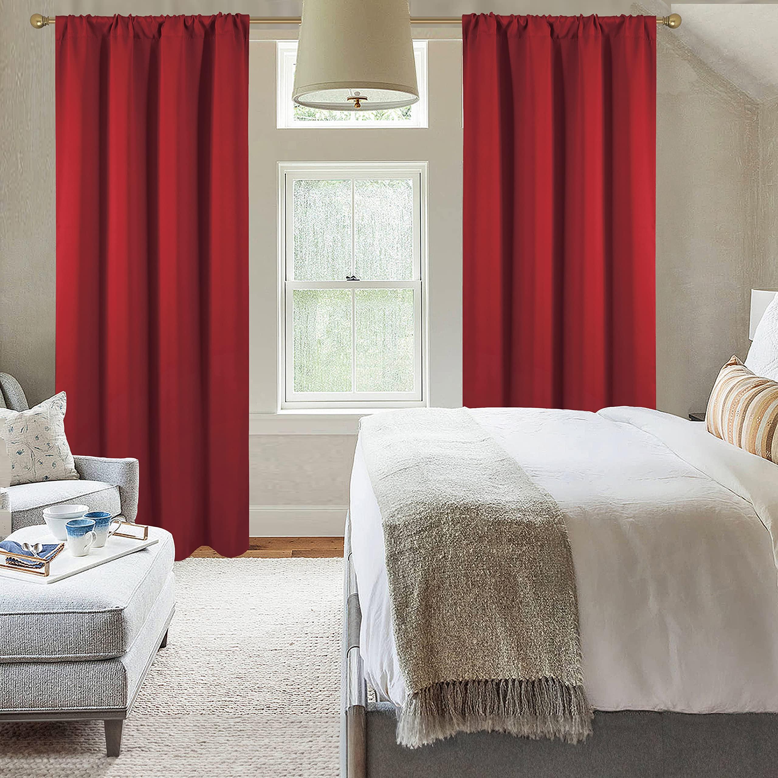 Diraysid Diraysid Red Blackout Curtains for Bedroom and Living Room Thermal Insulated Room Darkening Curtains Drapes, 52 x 84 inch, 2 Panels