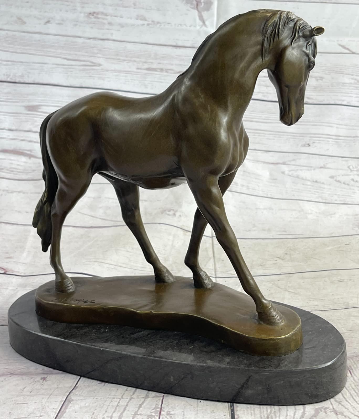 EUROPEAN BRONZE EUROPEAN BRONZE Handcrafted Bronze Sculpture Sale Base Marble Horse Arabian Lost Wax Art Handmade Gift Home Bronze Statue