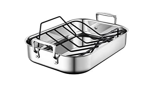 Le Creuset Le Creuset Stainless Steel Roasting Pan with Nonstick Rack, 14" x 10"