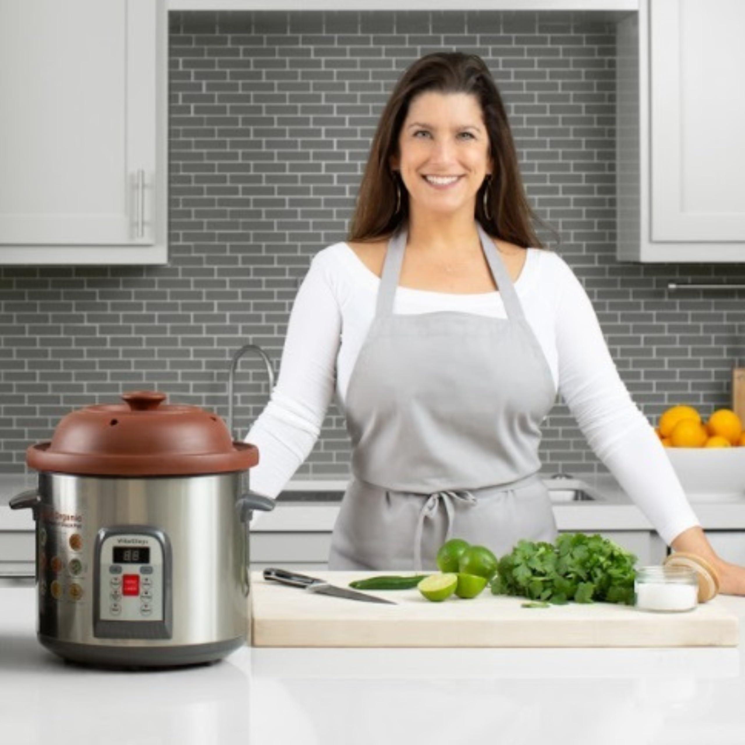 VitaClay Vitaclay Smart Organic Clay Multi Crocks Stock Pot - Toxin Free Clay Electric Pot for Cooking Bone Broth, Large Slow Cooker, Yogurt Maker, Stew Pot with Natural Earthen Clay Crock, 6 quart / 5.7 liter