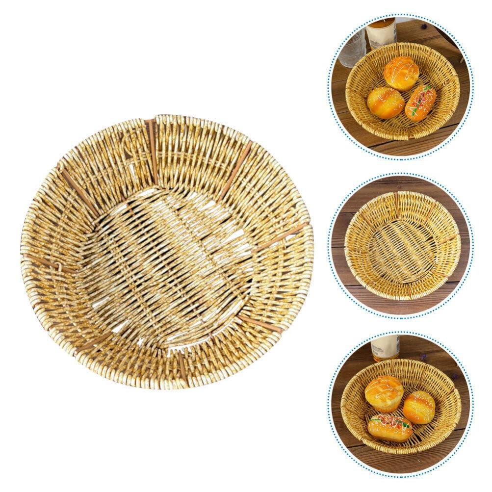 VOSAREA VOSAREA Woven Fruit Basket Rattan Storage Basket Wicker Bowl Seagrass Trays Plastic Orange Snacks Storage Plate for Fruits Vegetables Snacks Kitchen Restaurant