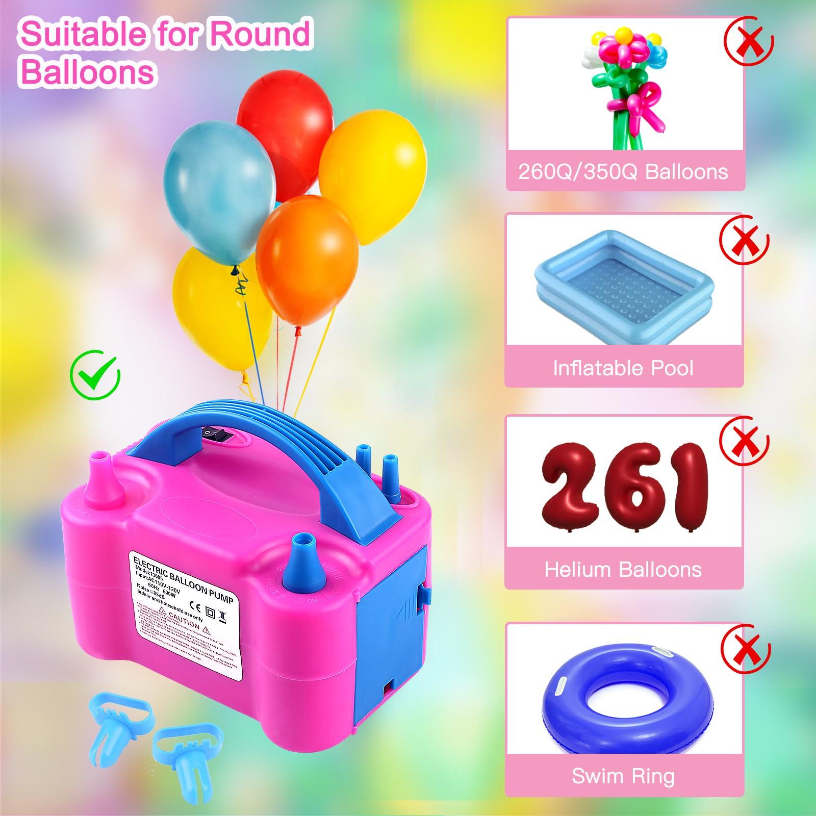 QIPUMP Balloon Pump Electric, 110V 600W Balloon Blower Inflator Dual Nozzle Air Pump Balloons Inflator for Decoration, Party, Sport,Gifts:2 Balloon Tying Tools