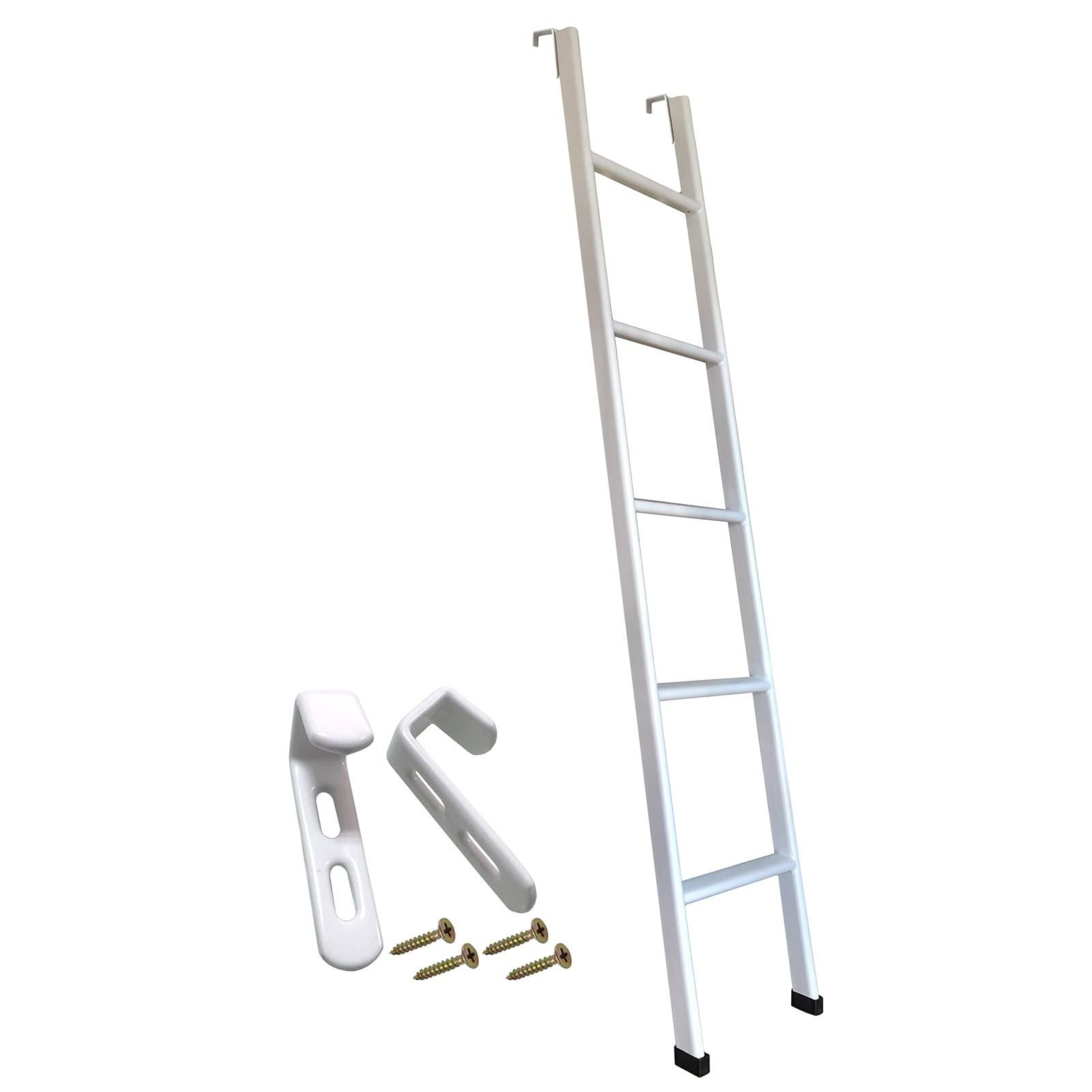 HWLL Bunk Bed Ladder Safety Bunk Bed Ladder Replacement Steps, Hook On Bunk Ladder for RV Bed/Travel Trailer/Camper, Easy Install and Remove, All Hardware Included (Color : White, Size : 150cm/59)