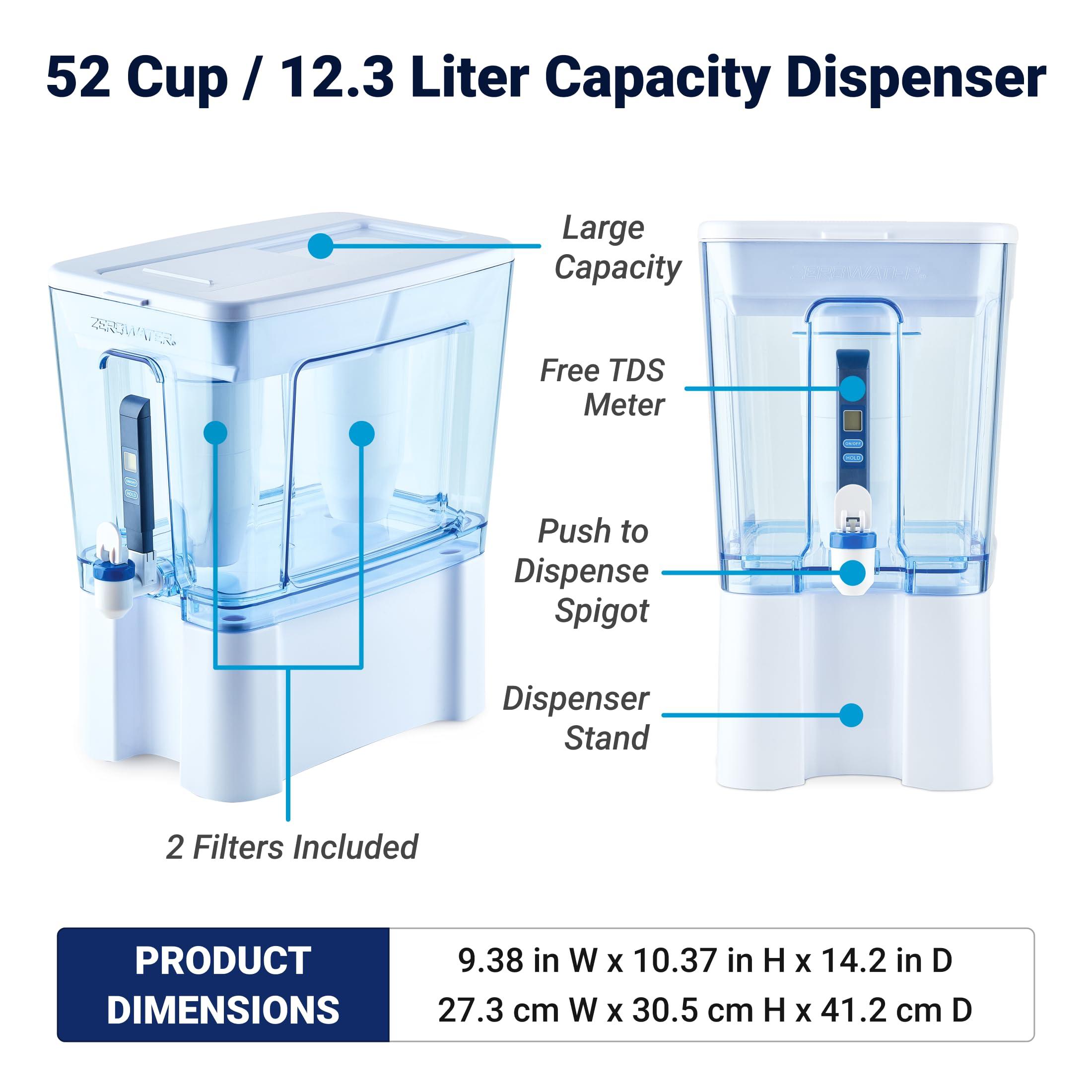 ZeroWater ZeroWater 52-Cup Ready-Read 5-Stage Water Filter Dispenser & Official Replacement Filter - 5-Stage Filter Replacement 0 TDS for Improved Tap Water Taste - System IAPMO