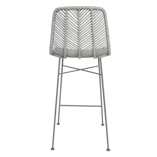 Bloomingville Bloomingville Boho Rattan and Metal Bar Stool, Grey and Black