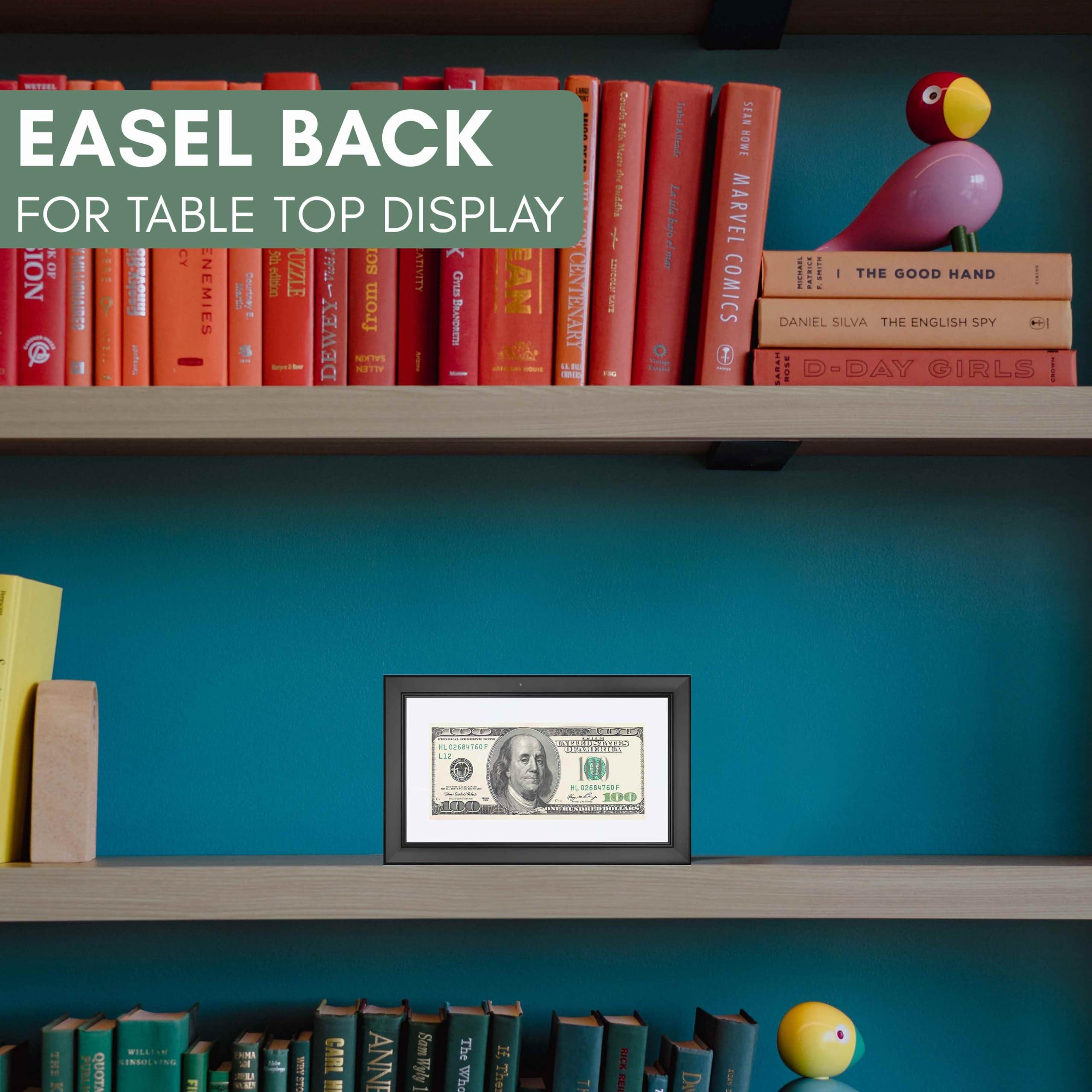 CountryArtHouse CountryArtHouse Traditional Black First Dollar Frame with White Photo Mat, Dollar Bill Holder with Easel Stand and Wall Hanger Included