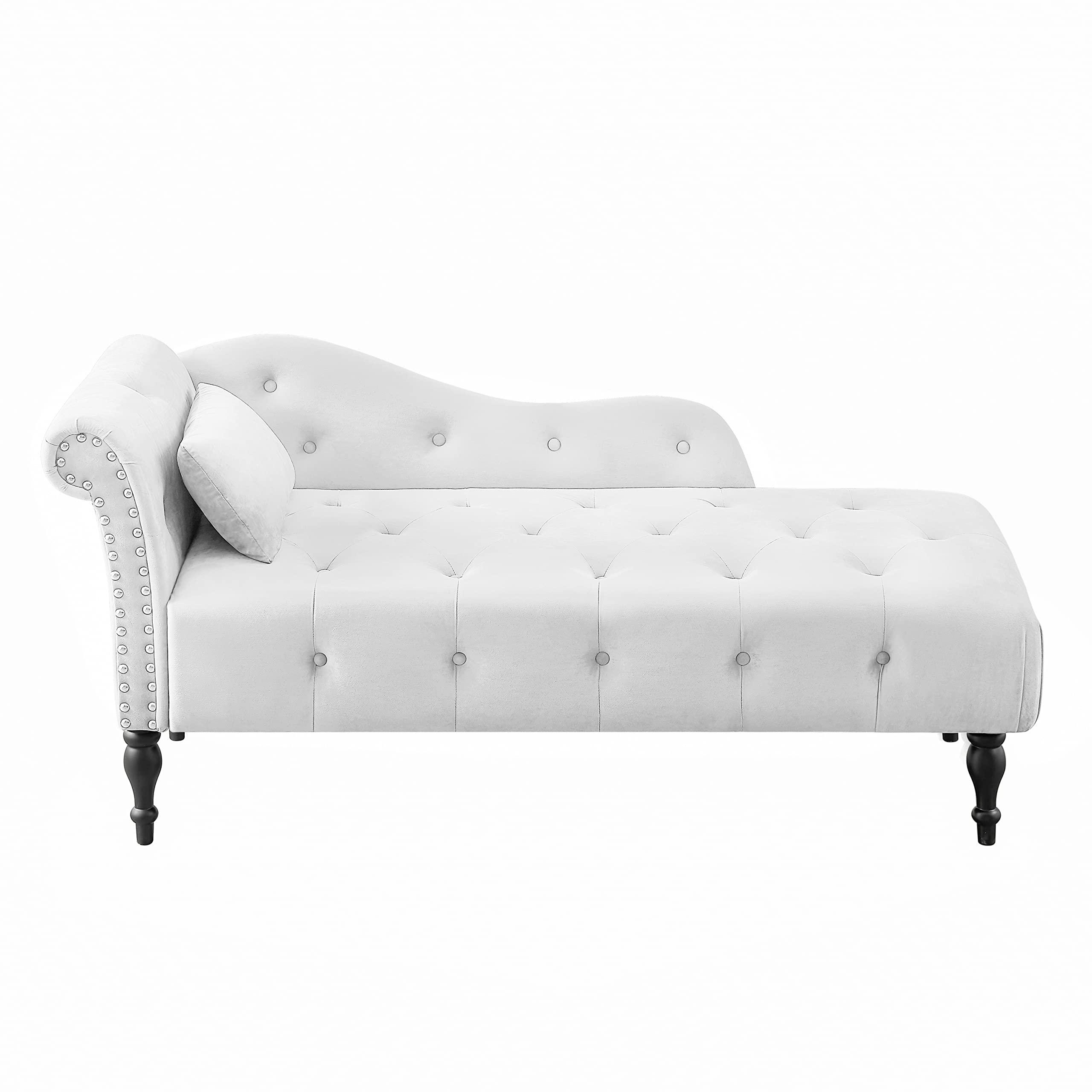 HomSof HomSof Modern Armless Chaise Lounge Indoor Chair with Solid Wood Legs