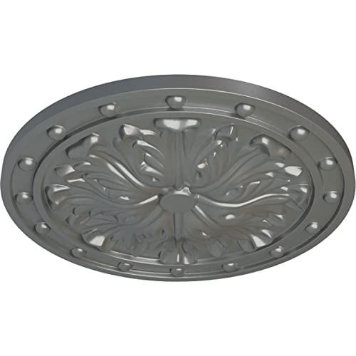 Ekena Millwork Ekena Millwork CM20FOSLS Foster Acanthus Leaf Ceiling Medallion, 20 1/2\"OD x 1 1/2\"P (Fits Canopies up to 2 1/4\"), Hand-Painted Silver