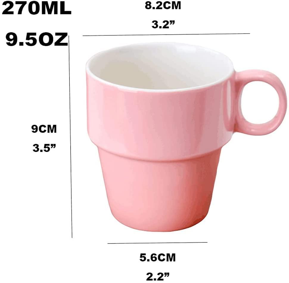 KYUSAR KYUSAR Tea Cup Set 6-Piece Colorful Ceramic Mug Set,Bone China Coffee Cup Set,Multifunctional Microwaveable Drink Cup For Home Commercial Tea Cups and Saucers Set (Color : B, Size : 270ML)