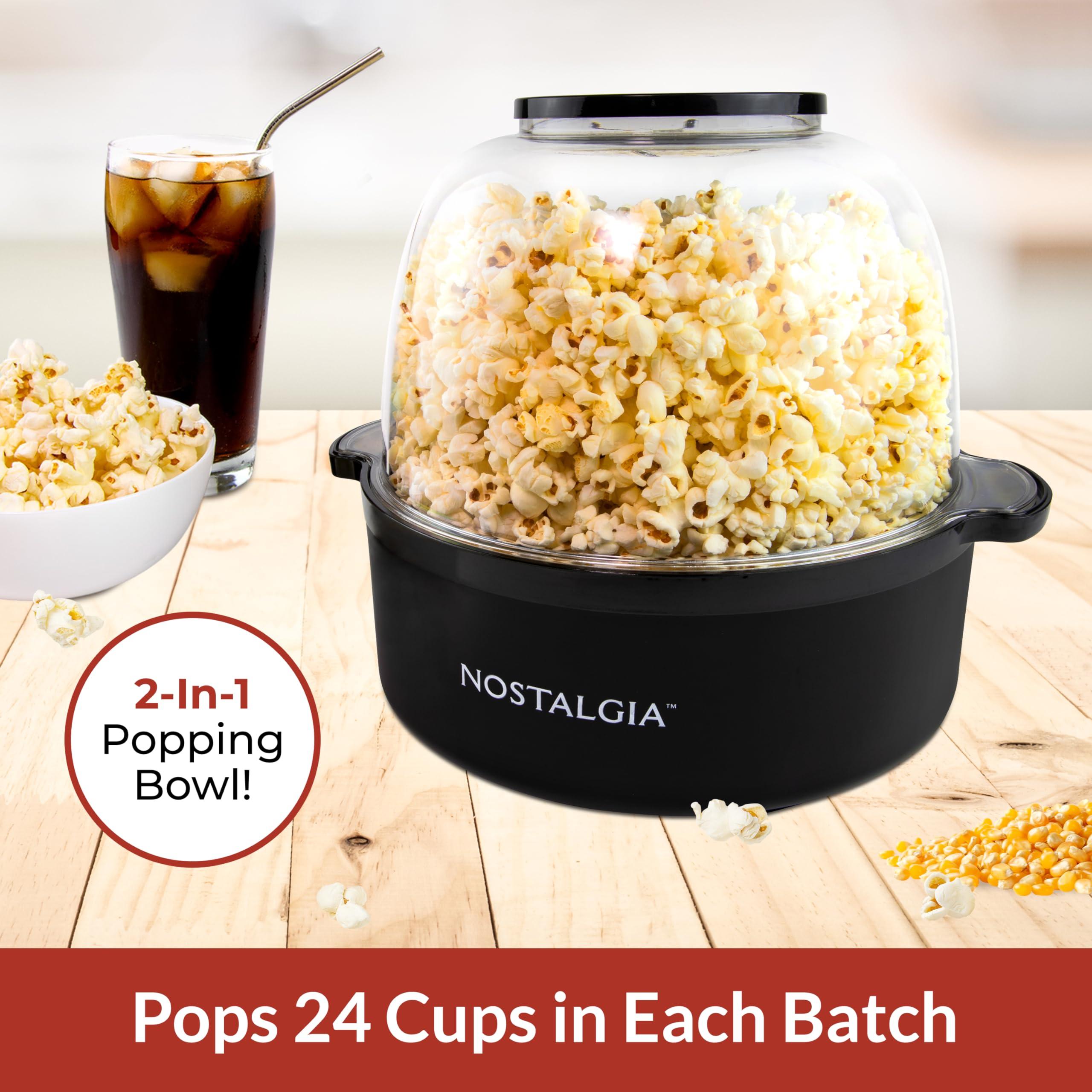 Nostalgia Nostalgia 6-Quart Stirring Popcorn Popper - Quick-Heat Technology - Makes 24 Cups of Popcorn - Includes Kernel Measuring Cup - Perfect for Birthday Parties, Movie Nights, and More - Black Original
