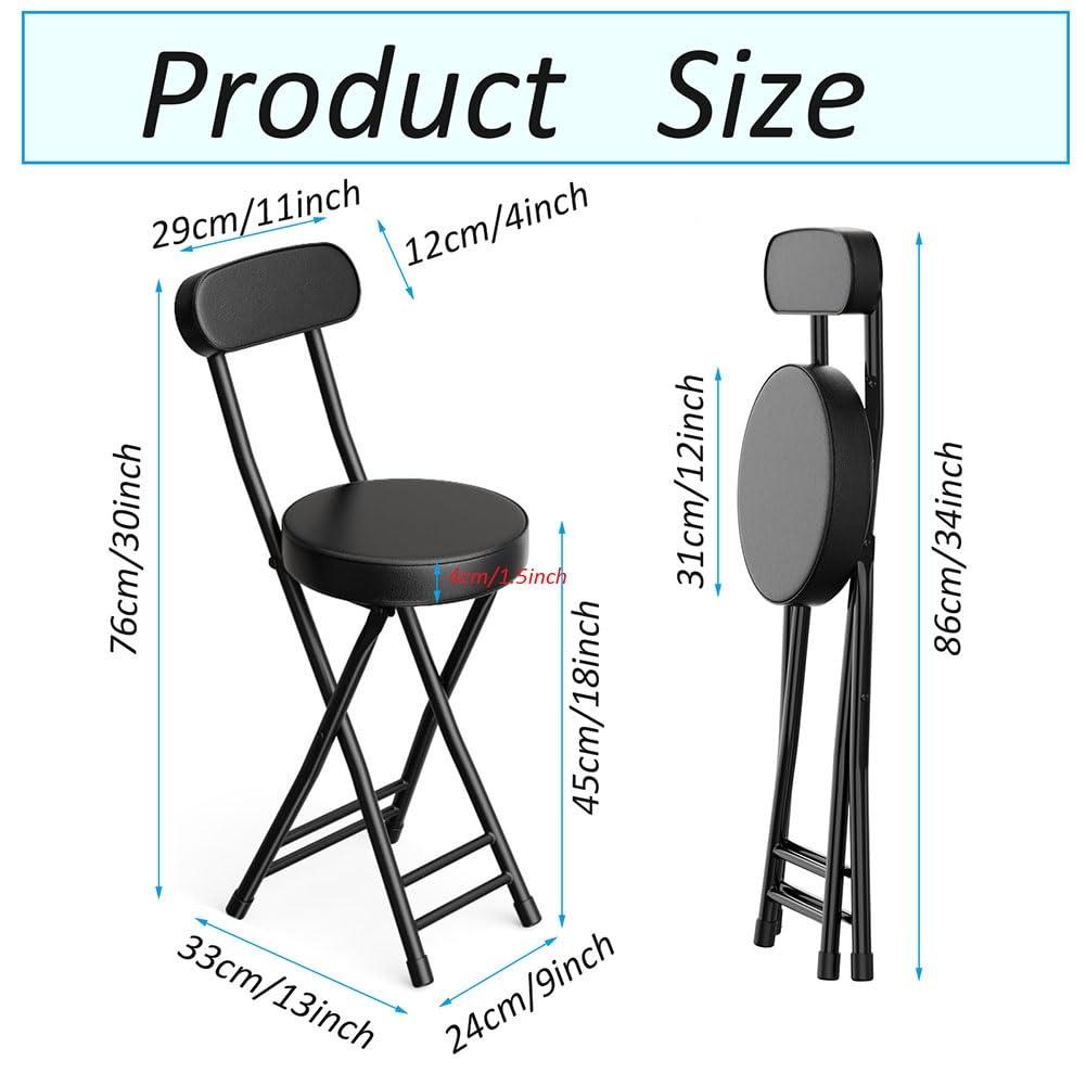 D Ger Store 18inch Cushioned Padded Folding Bar Stool, Portable Chair Stool with 220lbs Capacity, for Kitchen Living Room Garden Camping
