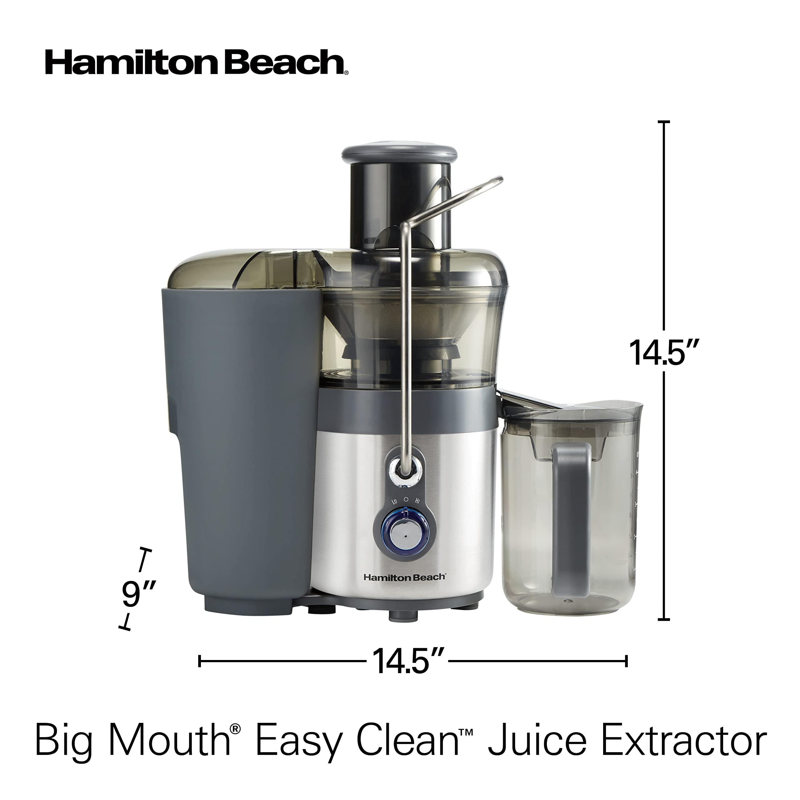 Hamilton Beach Hamilton Beach Juicer Machine, Centrifugal Extractor, Big Mouth 3\" Feed Chute, Easy Clean, 2-Speeds, 40 oz. BPA Free Pitcher, 850 Watt Motor, Silver