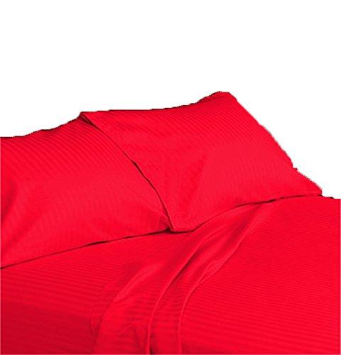 Scala Bedding 100% Egyptian Cotton 600 TC 25 Inch Deep Pocket Sheet Set - King Bright Red Stripe