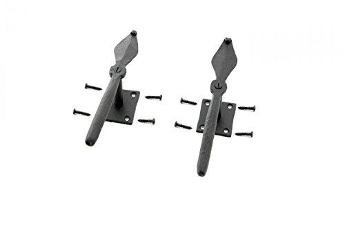 Renovators Supply Manufacturing Renovators Supply Manufacturing Shutter Dogs 7 in. Decorative Spoon Shaped Black Wrought Iron Shutter Dogs with Mounting Hardware