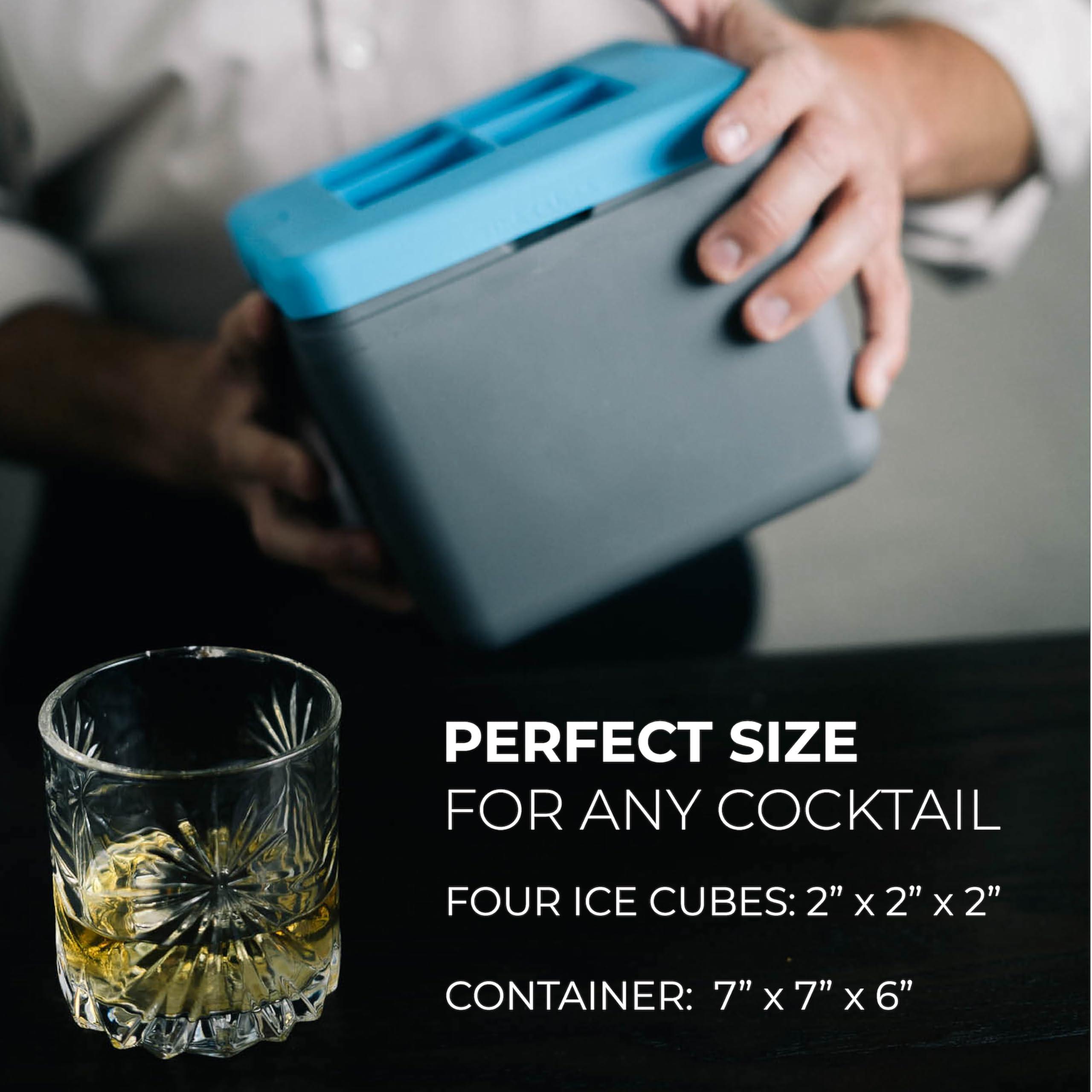 True Cubes True Cubes Crystal Clear Ice Cube Maker, 4 Large 2\"x2\"x2\" Ice Cubes for Cocktails and Drinks, Silicone Mold for Pure, Bartender-Quality Ice - Great for Hosting and Entertaining, Whiskey Gifts for Men