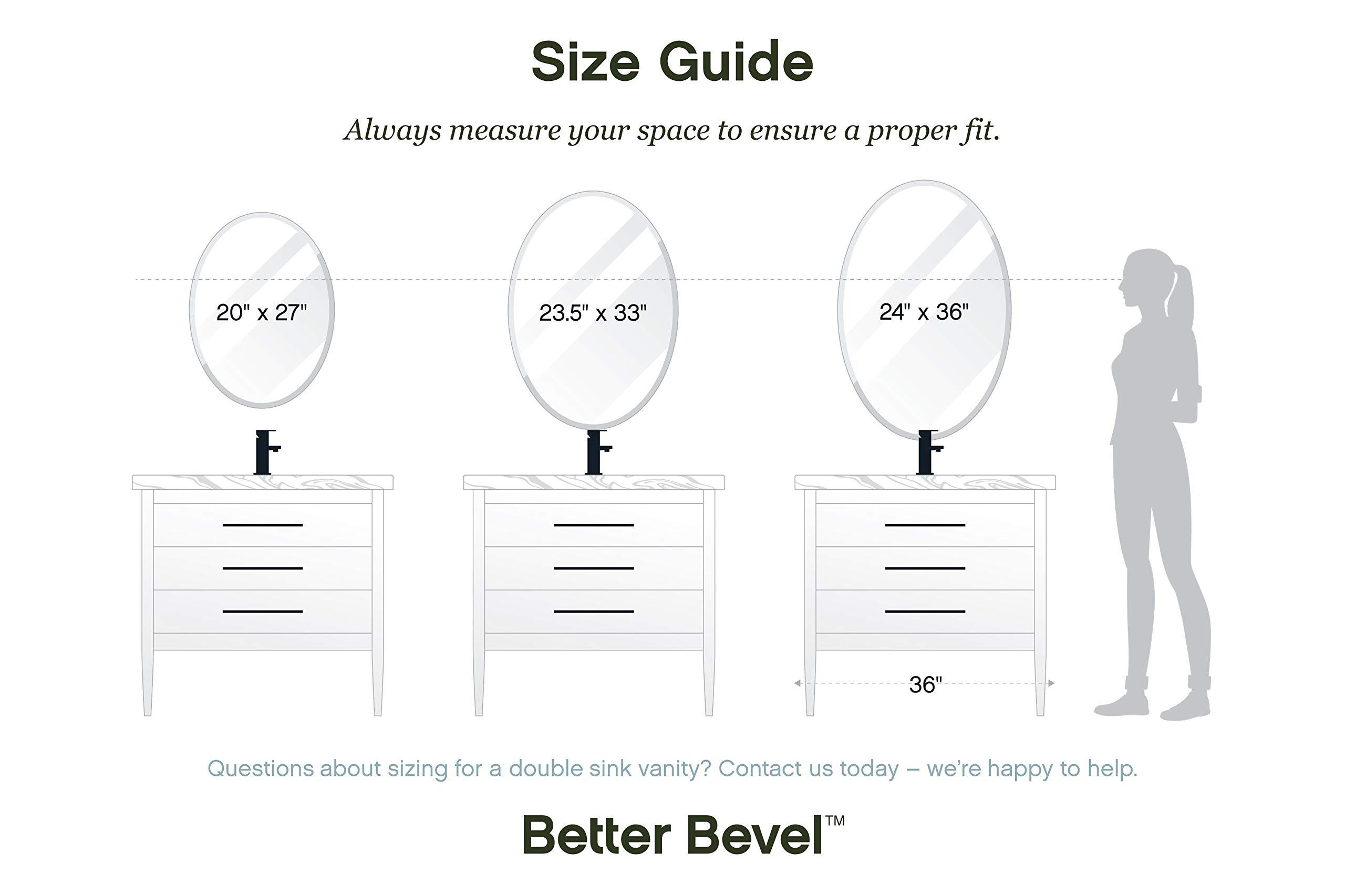 The Better Bevel Better Bevel 24" x 36" Frameless Oval Mirror | 1" Beveled Edge | Copper-Free | Bathroom Wall Mirror