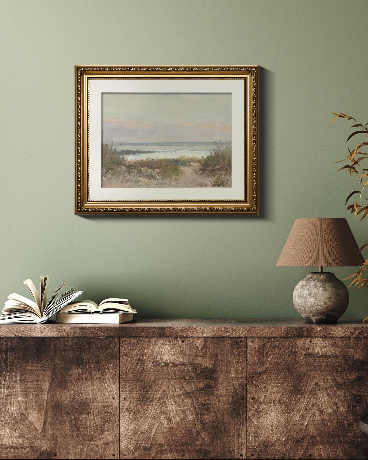 VIYYIEA VIYYIEA Gold Framed Wall Art Canvas Print Home Decor Classical Coastal Scenery Bathroom Pictures Wall Decorations Farmhouse Wall art Room Decor Kitchen Office Bathroom Art Prints Wall Decor 13x16in