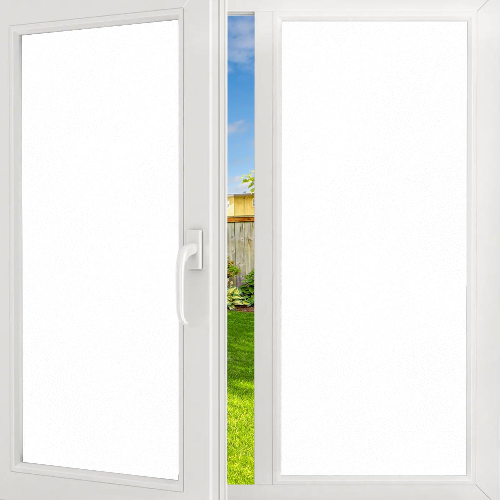 FILMGOO Filmgoo Window Privacy Film Decorate Tint Heat Control Vinyl Treatments Glass Coverings Security Door Stickers Texture Paper for Home and Office Decoration (Frosted-white, 17.7 Inch x 7.8 Feet)