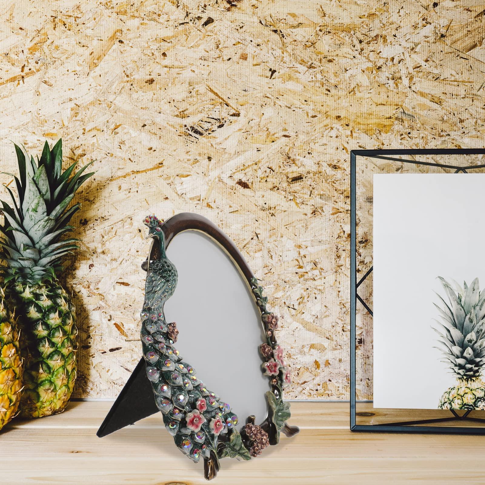 ARTIBETTER ARTIBETTER Peacock Photo Frame Chrismas Tabletop Display Picture Frame Vintage Picture Family Picture Frame Retro Photo Holder Best Friend Picture Frame Metal Photo Folder Household