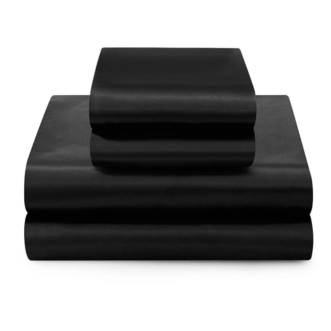 CottonFly 5Pcs Satin Split Cal-King Sheets Set for Adjustable Bed Hotel Bed Set 100% Soft Satin High Thread Count Fits Mattress Upto 18\'\'Deep Pockets Satin Split Cal-King Black Sheets Set