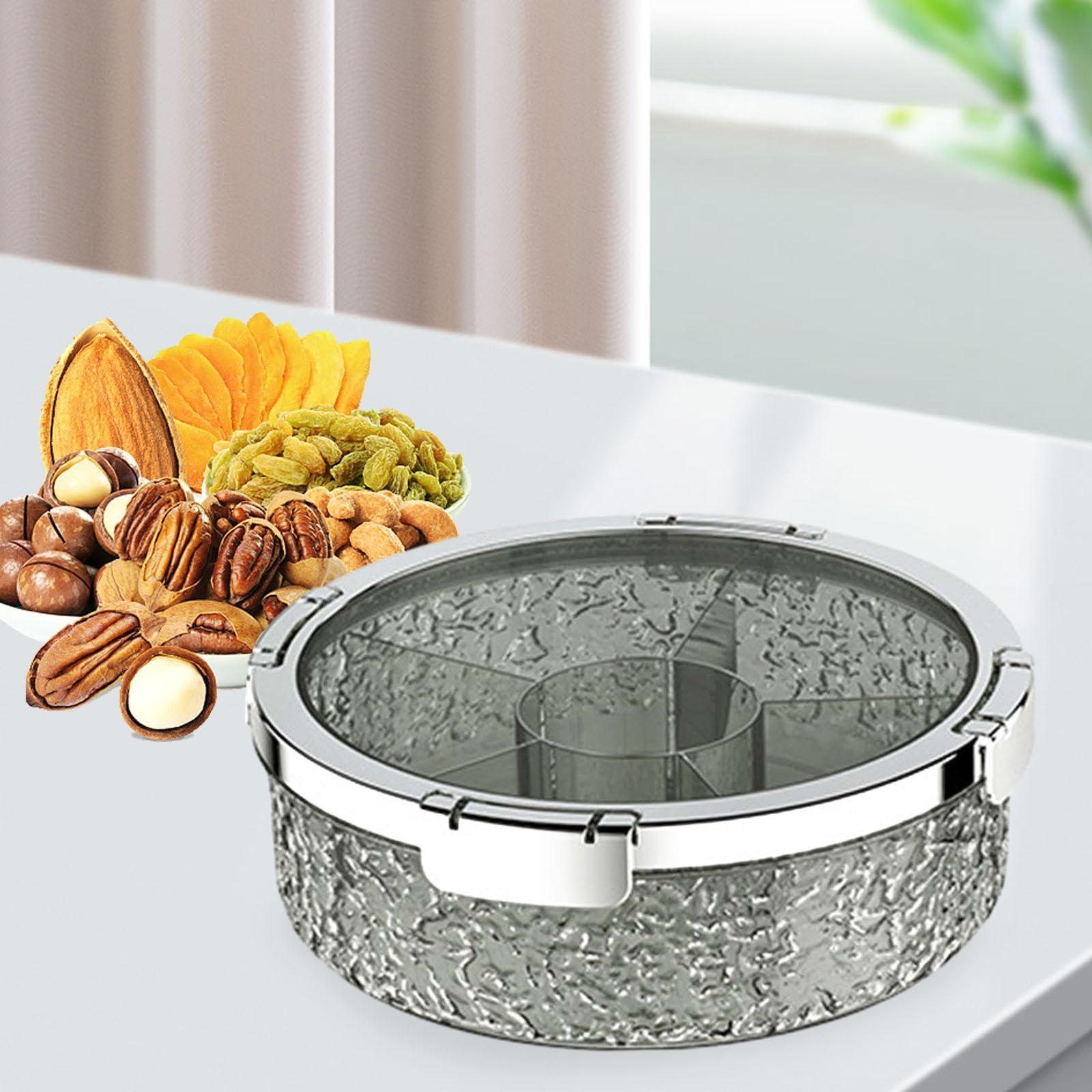 Generic Generic Divided Serving Tray with Lid, Nut and Candy Serving Tray, Party Appetizer Platter, Gray Argent, 285mmx95mm