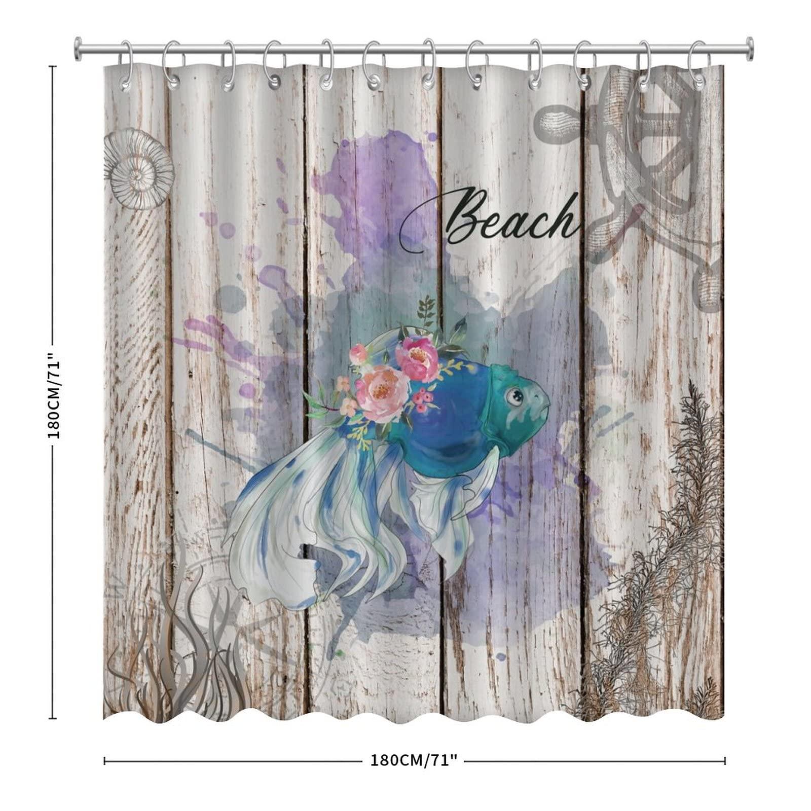COVOME Modern Nautical Beach Ocean Theme Underwater Fish Shower Curtain Polyester Fabric Bathroom Shower Curtain for Bathroom Sea Animal Turtle Octopus Crab Bathroom Curtain Machine Washable 72x72 Inch