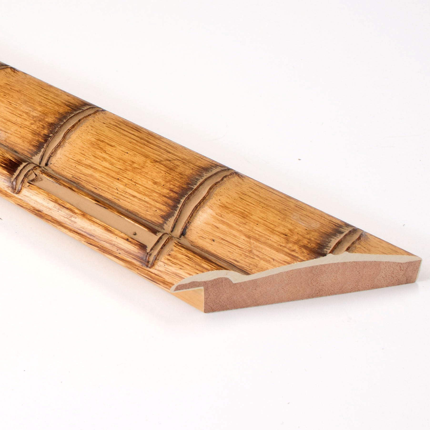 CustomPictureFrames.com 23x23 Frame Bamboo Natural Wood Beige Solid Wood Picture Frame | 3 Inch Moulding Width | Picture Frame Complete with UV Acrylic Plexiglass, Foam Board Backing & Hanging Hardware