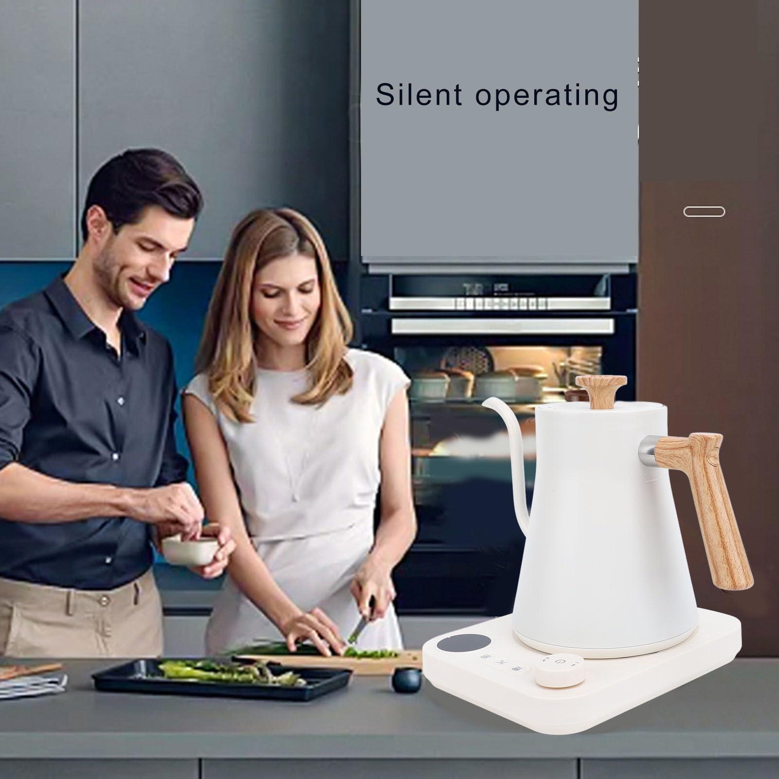 Vikye Electric Gooseneck Kettle, Temperature Control, Stainless Steel Inner, LCD Screen, Balanced Handle, 1200W, 0.9L, Black, for Brewing Coffee, Tea, Boiling Water (US Plug 110V)