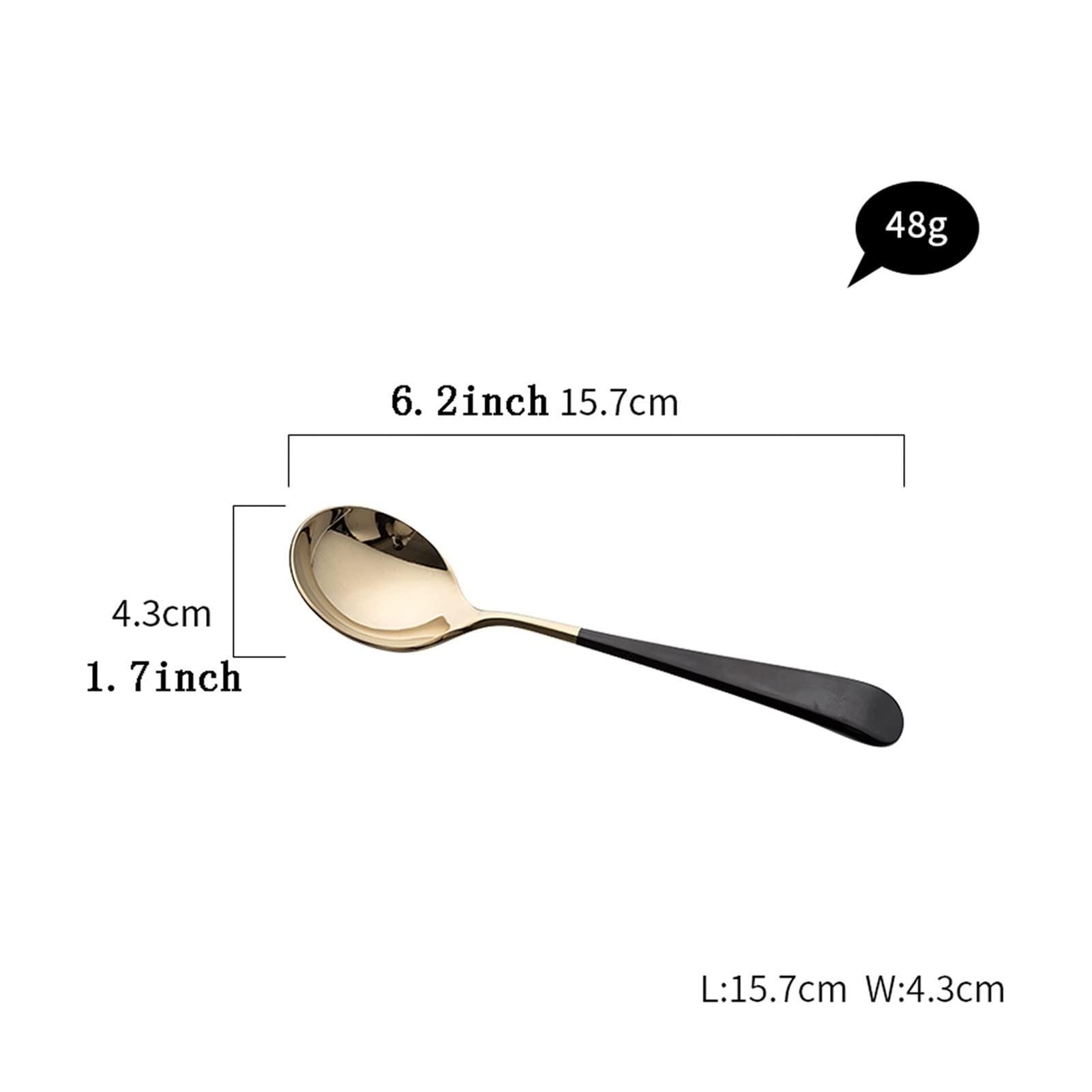 NASTYA Spoons for Cooking Kitchen Golden Spoon Stainless Steel Soup Spoon Household Round Head Fruit Spoon Tableware Watermelon Spoon Dessert Spoon Dinner Spoon Teaspoons(Color:B)