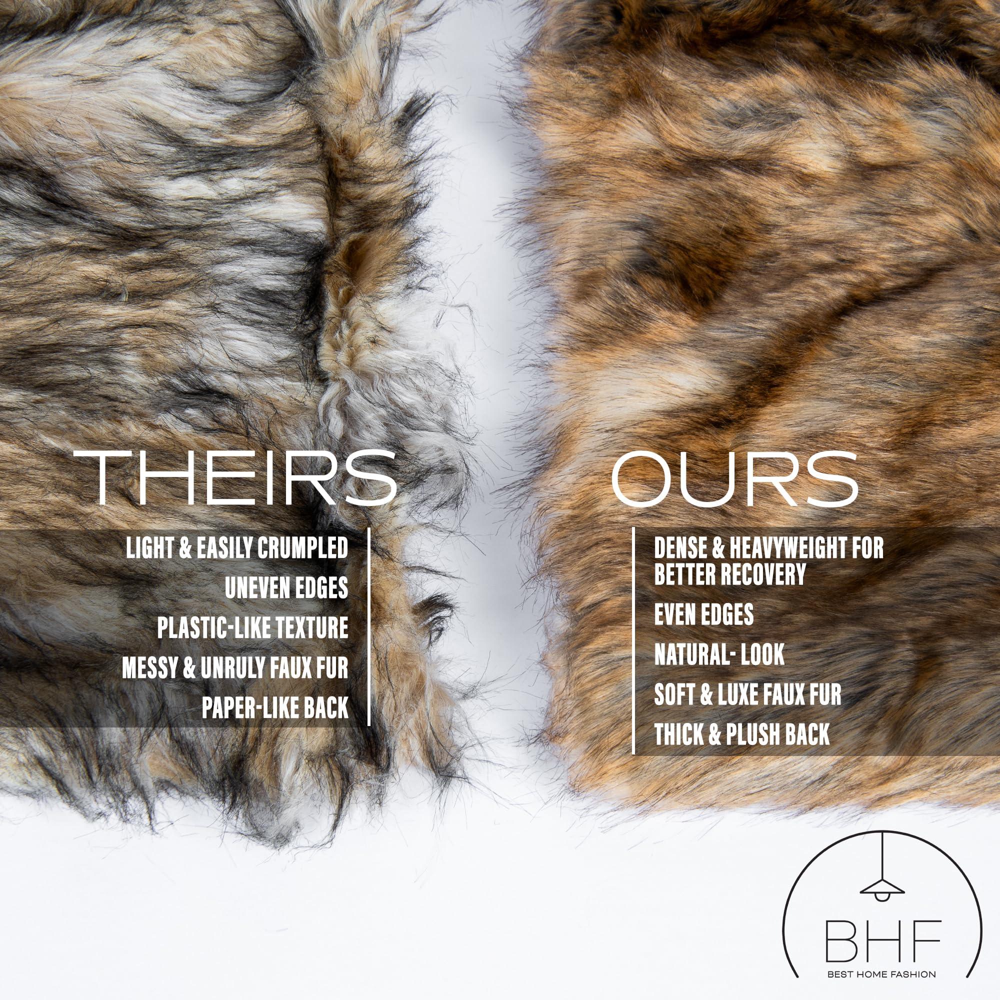 Best Home Fashion Best Home Fashion Heavyweight Super Soft Luxury Faux Fur Oversized Throw Blanket - 58\" W x 84\" L - Iced Fox