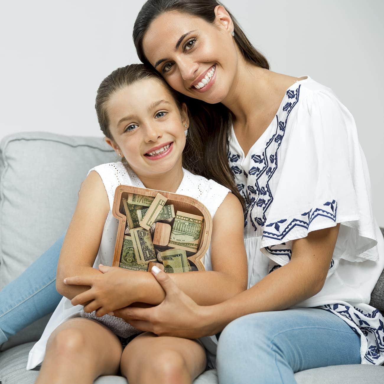 summidate SummiDate Wooden Letter Piggy Bank| Piggy Bank for Boys Girls Toddler| Alphabet H Money Bank| Coin Bank Birthday Gift for Kids|Birthday Gift for Kids (H)