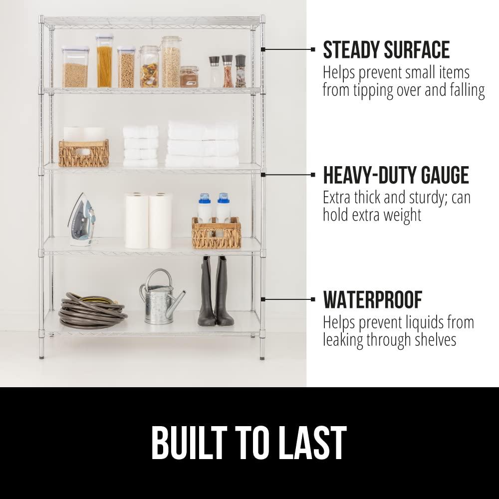 Gorilla Grip Gorilla Grip ShelfGuard Wire Shelf Liner Compatible with Amazon Basics Shelving Unit, Set of 5 Waterproof Liners for Organizing Metal Rack Shelves, Kitchen Cabinets, Cupboard, Pantry, 18x36 Clear