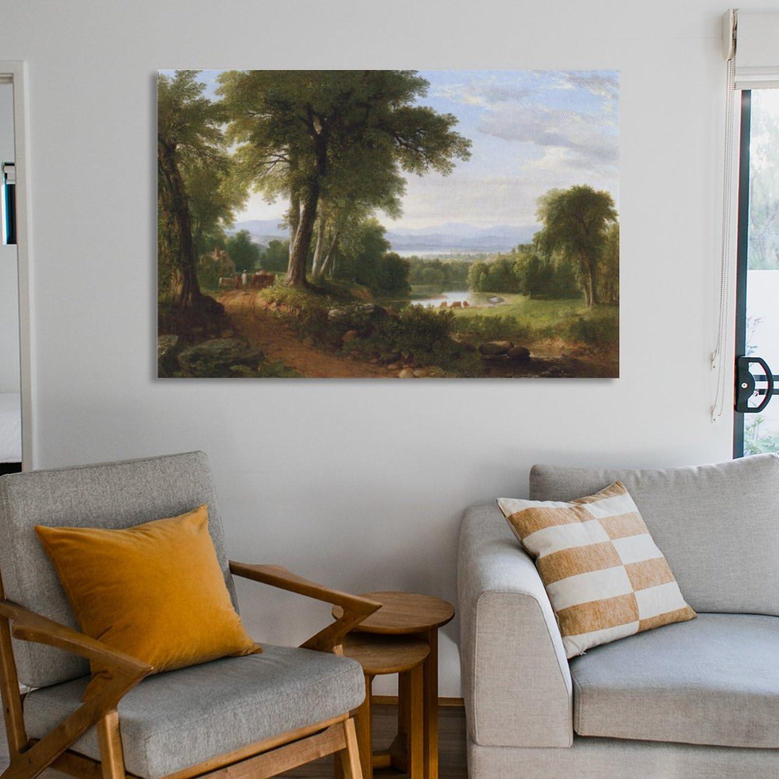 LUDU LUDU Poster Printed by Asher Brown Durand Hudson River School After A Summer Shower Canvas Wall Art Prints Poster Gifts Photo Picture Painting Posters Room Decor Home Decorative 08x12inch(20x30cm)