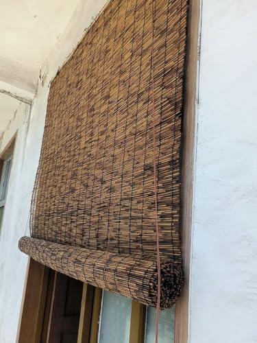 VELLOW Matchstick Cordless Window Shade, Natural Bamboo Roman Blinds Sun Shades 30x72in 60x84in 24x48in Light Filtering Roll Up Reed Shade for Indoor/outdoor Garden Bamboo Privacy Shades (Size : W24 x H60