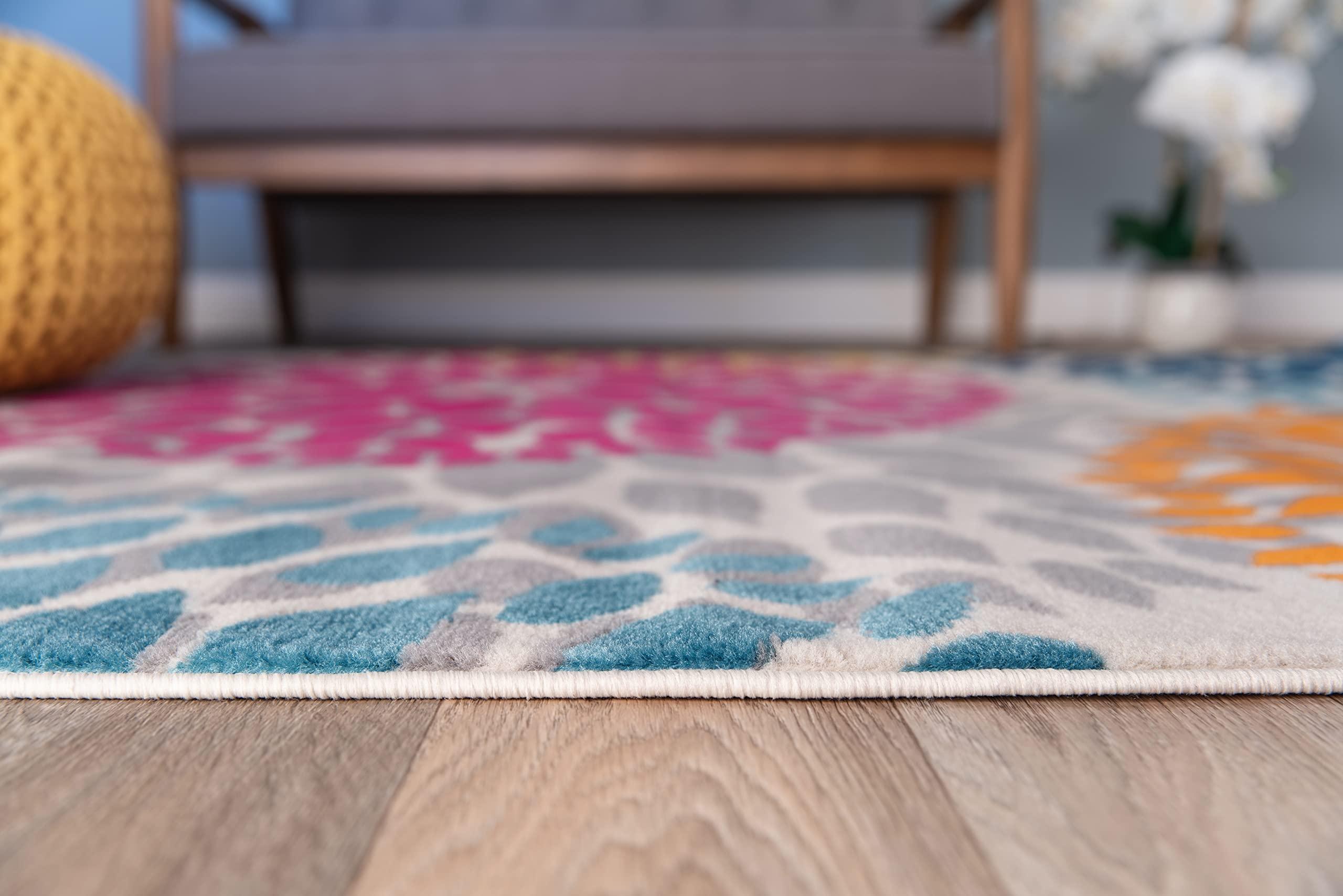 Rugshop Rugshop Modern Floral Circles Design for Living Room,Bedroom,Home Office,Kitchen Non Shedding Area Rug 6' 6" x 9' Multi