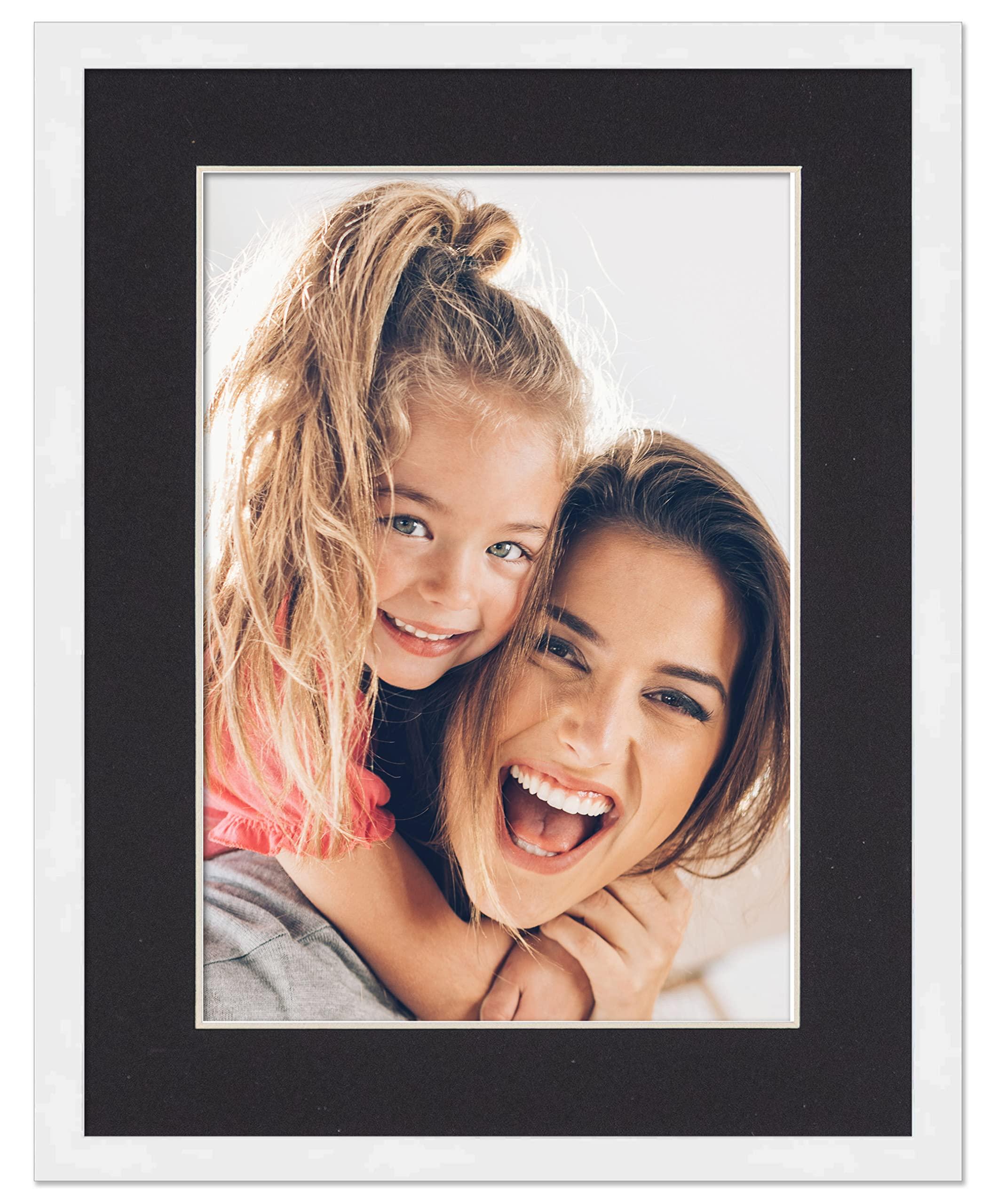 Poster Palooza 18x24 Frame with Mat - White 22x28 Frame Wood Made to Display Print or Poster Measuring 18 x 24 Inches with Black Photo Mat