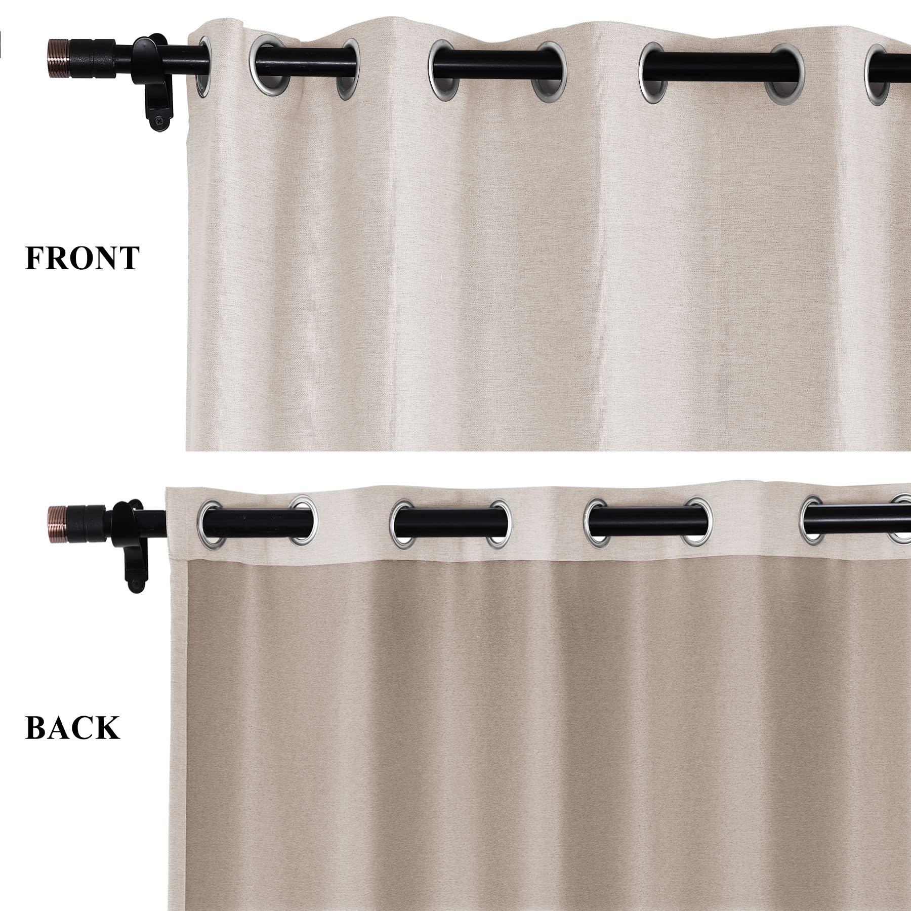 Fcosie Fcoise Extra Wide Blackout Curtains, Heavy Linen Texture Drapes, Thermal Insulated & Energy Saving Window Curtains, Blocking Out 90% Sunlight Draperies Drapery, 1 Panel, 120" W x 84" L, Ivory White