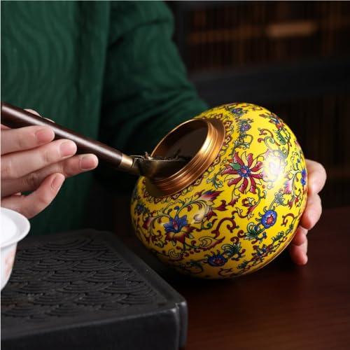 thalo Stash Jar Container Ceramic Loose Tea Storage Jar Small Alloy Lid Sealed Tea Storage Jar Enamel Color Double Jar Gift Set Customization Vintage Storage Jars(D-Single can)