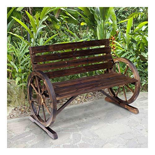 Unknown Wagon Wheel Bench Garden Chair Loveseat Wooden Accent Outdoor Garden
