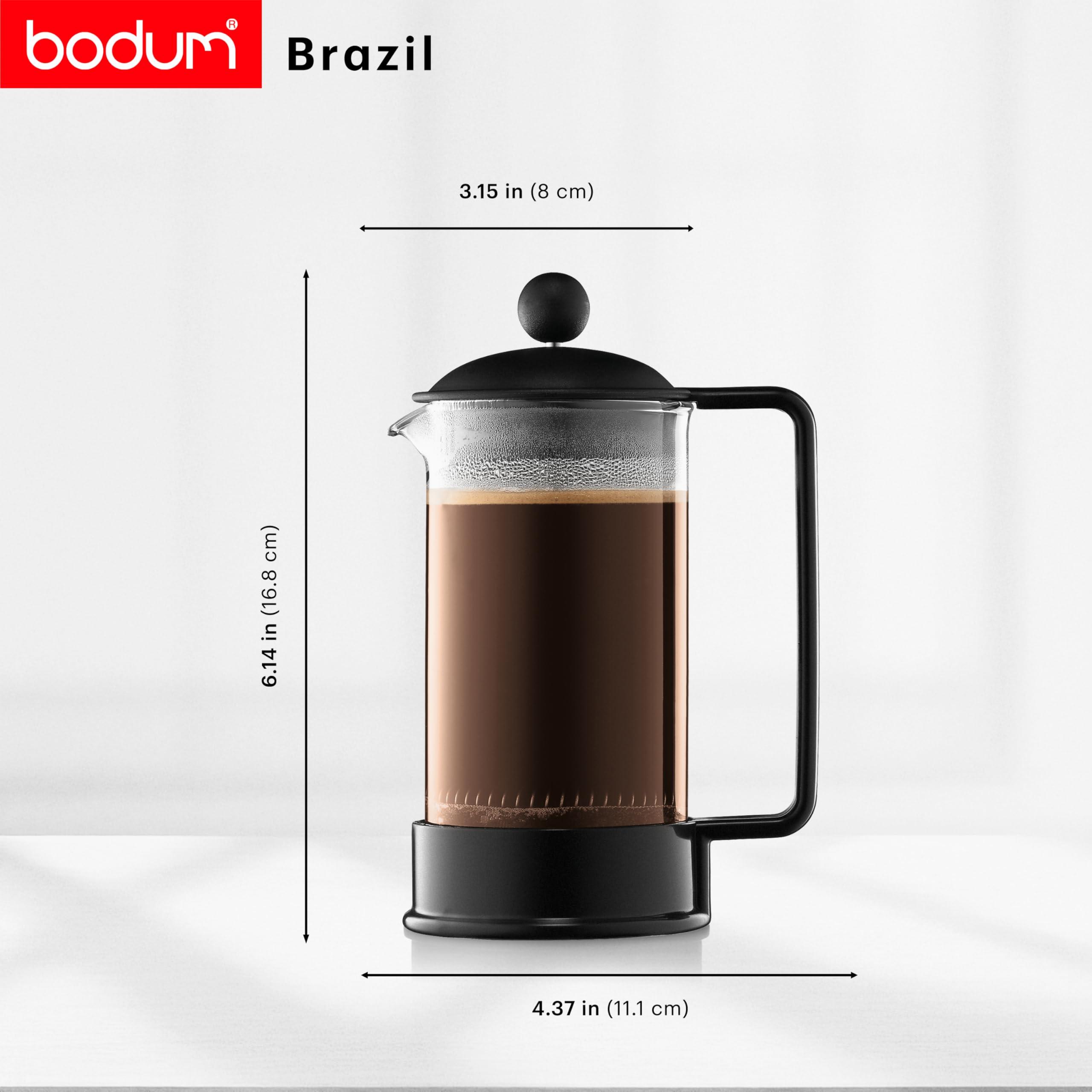 Bodum Bodum 12 oz Brazil French Press Coffee Maker, High-Heat Borosilicate Glass, Black - Made in Portugal
