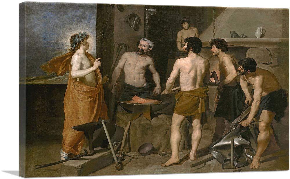 ARTCANVAS ARTCANVAS Apollo In The Forge Of Vulcan 1629 Canvas Art Print Stretched Framed Painting Picture Poster Giclee Wall Decor by Diego Velazquez - 40\" x 26\" (1.50\" Deep)