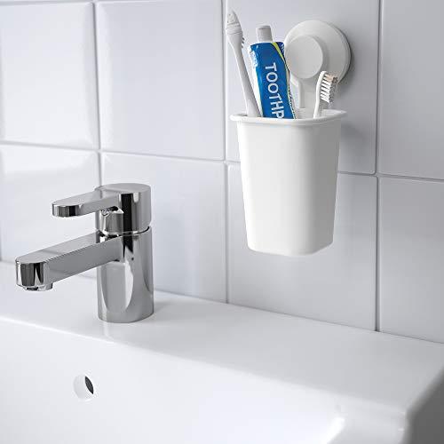 Ikea Tooth Brush Holder with Suction Cup, White. No Drill No Screw Required. Easy mountable.TISKEN IKEA.