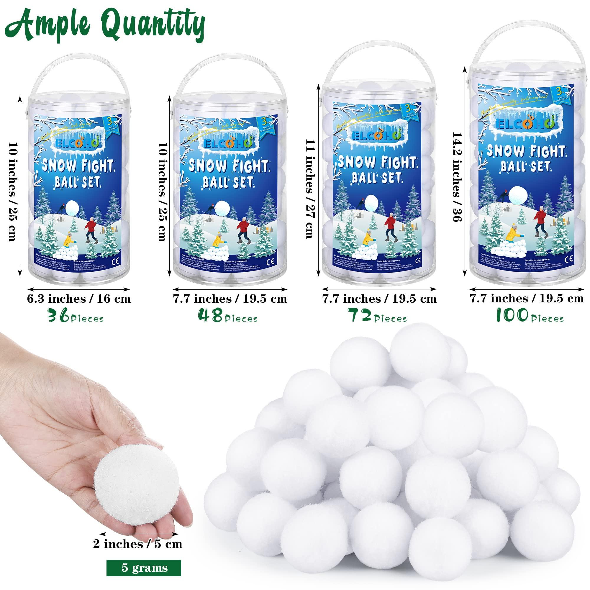 Elcoho Elcoho 100 Pieces 2 Inch Fake Snow Fight Ball Artificial Snow Toss Ball Fake Winter Snow Fight Ball Fluffy Fun Stress Toys for Xmas Party Supplies Winter Snowball Fight Games Indoors