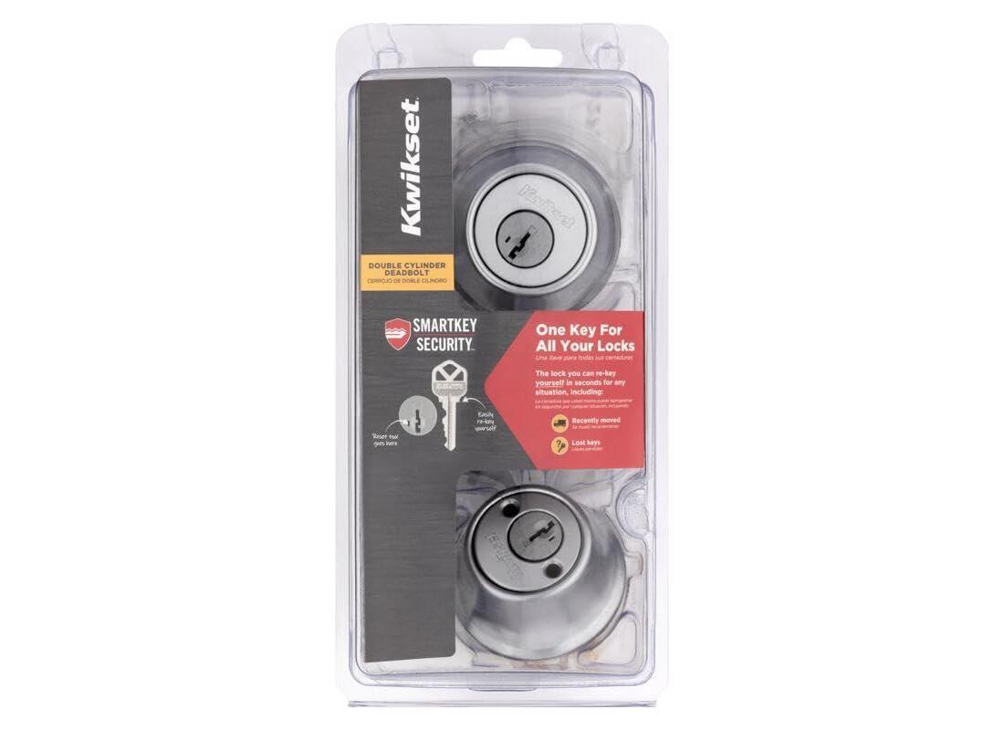 Kwikset Kwikset SmartKey Security Satin Chrome Metal Double Cylinder Deadbolt
