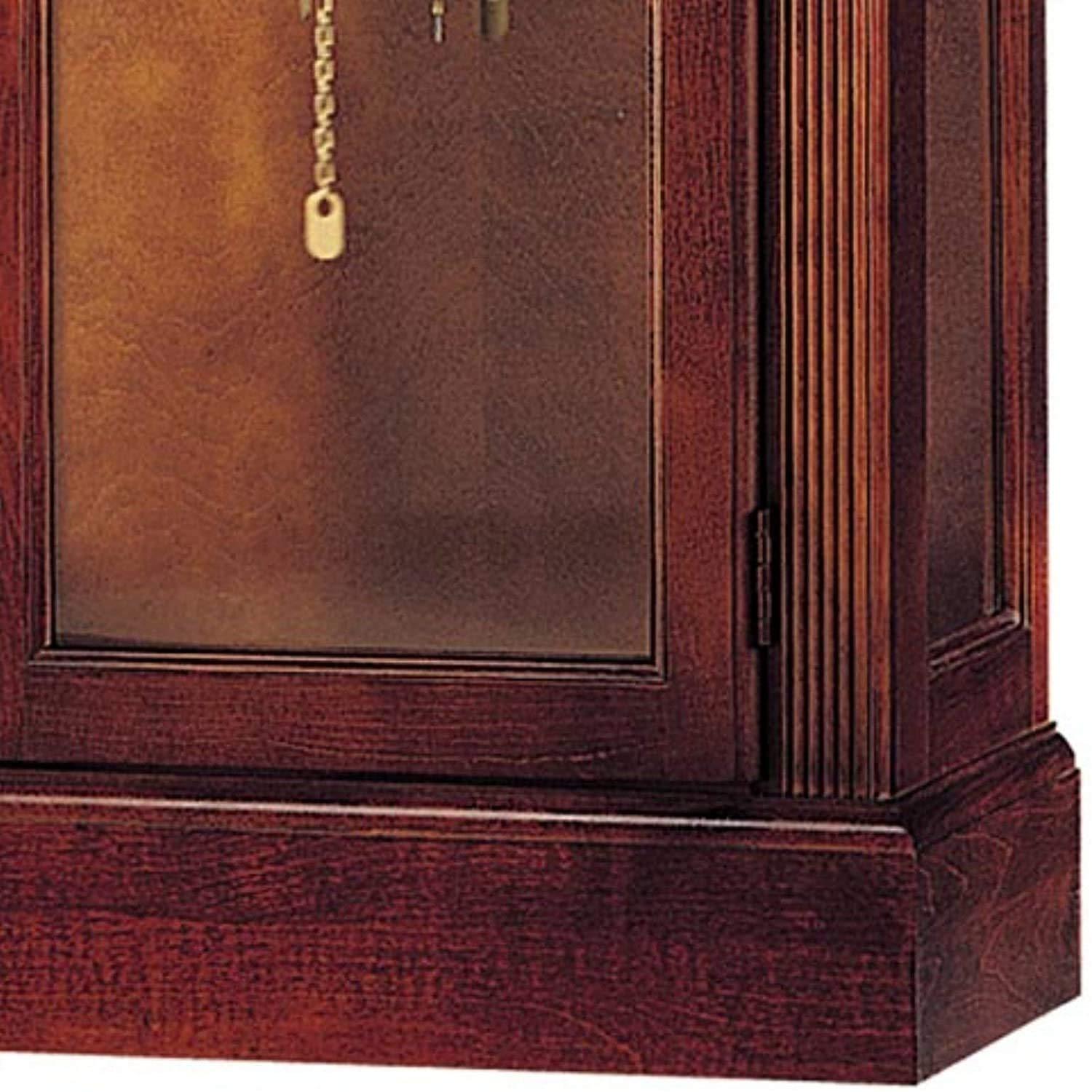 Howard Miller Howard Miller Chateau Floor Clock, Lockable Glass Door Wood Finish Adjustable Home Decor, Stationary Blue Moon Phase Chime Silence Option for Dining Area or Office Swan-Neck Pediment