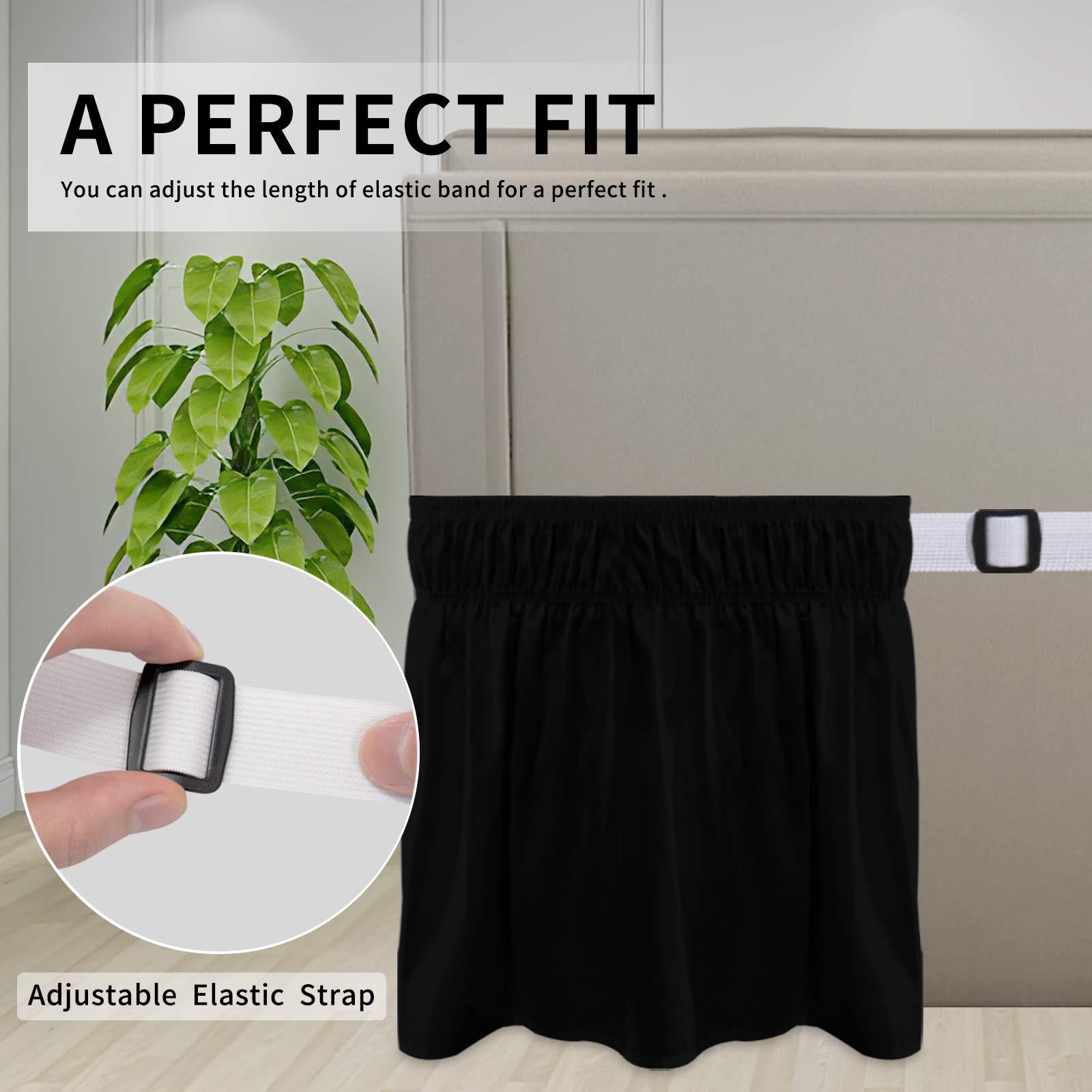 Star Linen Wrap Around Bed Skirts for King Beds 16 Inches Drop, Black Elastic Dust Ruffles Easy Fit Wrinkle & Fade Resistant Silky Luxurious Fabric Solid Machine Washable